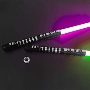 Lightsaber RGB 16 Colors Changing Metal Aluminum Hilt, Ghost Premium Force FX Black Series Light Saber with 3 Mode Sound,Support Real Heavy Dueling Setof2
