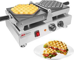 Bubble Waffle Maker | Swing Type Bubble Waffle Iron | Improved Manual Thermostat | Nonstick Coating