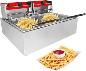 AR-HEF82 Double Deep Fryer | 2-Basket Electric Fryer for Commercial Use | Stainless Steel | 12 L Capacity