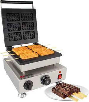 AP-506 Square Waffle Iron | Press Type | 6 Belgium Waffles | Stainless Steel | Nonstick