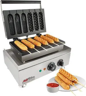 AP-528 Corn Dog Maker Commercial | 6 Waffles on Sticks | Nonstick