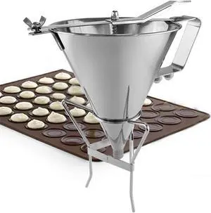 ALDKitchen Pancake Batter Dispenser | Funnel Dispenser with Stand | 2 Nozzles