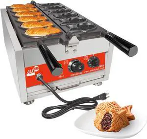 AR-1106F Taiyaki Machine Commercial | 6 Fish Shaped Waffles | Stainless Steel Taiyaki Maker
