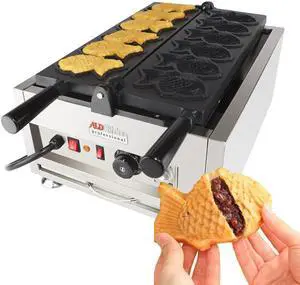 AP-207 Taiyaki Maker | Fish Waffle Iron | Stainless Steel Nonstick Commercial Taiyaki Maker | 6 Fish-Shaped Waffles