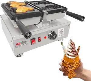 AP-199 Taiyaki Iron | Electric Taiyaki Machine | 2 Open-Mouth Fish-Shaped Waffles | Nonstick