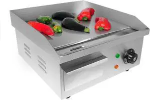 GorillaRock Electric Flat Top Griddle | Single or Dual Thermostat | Stainless Steel Teppanyaki Grill | Manual