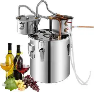 A-FCSA-10 Alcohol Wine Distiller | 2.5 Gal 10L | Moonshine Still | Water Alcohol Distiller |  Stainless Steel