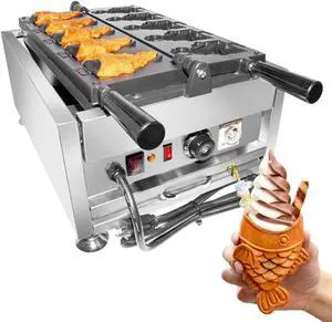ALDKitchen Taiyaki Machine | 5 Pcs | Open-Mouth Fish Shaped Waffle Cones