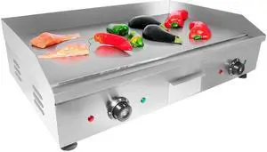 GorillaRock Electric Flat Top Griddle | Single or Dual Thermostat | Stainless Steel Teppanyaki Grill | Manual
