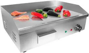 GorillaRock Electric Flat Top Griddle | Single or Dual Thermostat | Stainless Steel Teppanyaki Grill | Manual