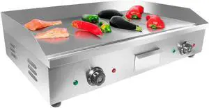 GorillaRock Electric Flat Top Griddle | Single or Dual Thermostat | Stainless Steel Teppanyaki Grill | Manual