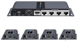 2-Port HDMI Splitter Over Cat6 1x2 1080P Extender With IR - 40M/131Ft, with HDMI Loop-Out Local Display POE Function with one Power Supply 2 Way 2-Port HDMI Splitter Over Cat6 1x2 1080P Extender With IR - 40M/131Ft, with HDMI Loop-Out Local Display POE Function with one Power Supply 2 Way