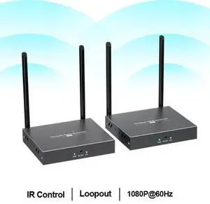 (1 SENDER and 8 RECEIVERs Kit) Up to 656Ft,H.264 Wireless 1080P@60Hz Video Extender with Local Pass-through HDMI Loop-out Transmitter  8 Receivers 200m with IR remote