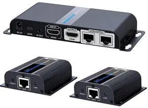1 in 2 Out LKV712Pro HDMI Extender 1080P@60HZ 1x2 POE Splitter Device Over CAT6/6A/7/8 Cable, Transmission up to 40m/131ft with Loop-Out Local Display,Support IR Remote Control,EDID Function 2 Way