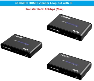 1x2 4K@60Hz HDMI Extender with IR, Up to 394Ft (120m) Over Ethernet TCP/IP RJ45 Cat5/5e/6 Extension with Loop-Out,18Gbps Rate 1 TX and 2 RX Kit Video Splitter for STB PS3 HDTV, HDCP2.2 LKV483Pro 1x2 4K@60Hz HDMI Extender with IR, Up to 394Ft (120m) Over Ethernet TCP/IP RJ45 Cat5/5e/6 Extension with Loop-Out,18Gbps Rate 1 TX and 2 RX Kit Video Splitter for STB PS3 HDTV, HDCP2.2 LKV483Pro