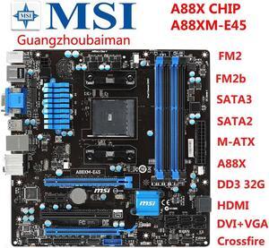 MSI A88XM-E45 FM2 AMD A88X DDR3 usb3.06 Gb/s USB 3.0 PCI-E 3.0 SATA Micro-ATX Motherboard With front USB3.0 port19 stitches