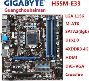MSI H55M-E33 original mainboard LGA 1156 DDR3 board For I3 I5 I7 CPU 16GB Micro ATX H55