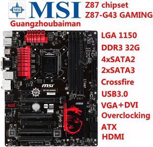 MSI Z87-G43 GAMING board LGA 1150  mainboard DDR3 LGA 1150 USB3.0  HDMI Z87 Desktop motherboard Similar to H81 B85 H87 H97