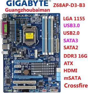 FOR GIGABYTE GA-Z68AP-D3-B3 LGA 1155 DDR3  HDMI Intel Z68 SATA 6Gb/s USB 3.0 ATX Intel Motherboard