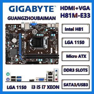 FOR MSI H81M-E33  Intel H81 HDMI PCI-E 2.0 SATA 6Gb/s USB 3.0 Micro ATX Intel LGA 1150 Motherboard DDR3  can  use 1150  i3 i5 i7 xeon