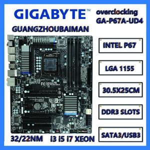 FOR GIGABYTE GA-P67A-UD4  LGA 1155 Intel P67 SATA 6Gb/s USB 3.0 ATX Intel Motherboard DDR3 32GB Front USB3.0 ports 19PINoverclocking AMD crossfire