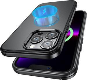 WSKEN Magnetic for iPhone 13 Pro Max Case for Men Compatible with MagSafe,[Military Grade Protection 8FT Drop Tested],Shockproof Hard Back Slim Phone Cover 6.7 inch 2021 - Black