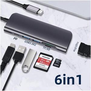 6in1 USB C Hub, Type-C laptop Docking station, 4K Display, compatible with Windows, MacOS (2*USB3.0, DP, SD/TF, etc), Tek-sailing TSDS601