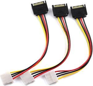 SDTC Tech 3pcs SATA Male to 4pin Molex Female Power Adapter Cable Serial ATA Extension Cable for 3.5 inches HDD/SSD/SD ROM (20cm)