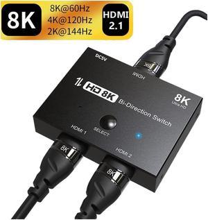 HDMI 2.1 Ultra 8K HD Bi-Directional Switch 8K@60Hz 4K@120Hz 1in 2out, 2in 1out High Speed 48Gbps Splitter Converter Compatible with Xbox PS5 Projectors Monitors
