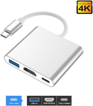 USB-C to HDMI Adapter,USB 3.1 Type C to HDMI 4K Multiport AV Converter with USB 3.0 Port and USB C Charging Port compatible MacBook/Chromebook Pixel/Dell XPS13/Samsung Galaxy s8/s8 Plus
