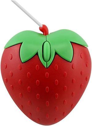 3C Light USB Wired Mouse Cute Fruit Strawberry Shape Wired Mouse Portable Mini Optical Mice Cartoon Computer Mouse 3 Buttons for Laptop Desktop PC (Strawberry)