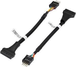 SinLoon USB 3.0 Header to USB 2.0, USB 3.0 19 Pin Female to USB 2.0 9 Pin Connectors Motherboard Cable for Data Transmission 2-Pack (19Pin Female)