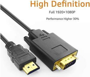 HDMI to VGA Adapter Cable 1080P HDMI Male to VGA Male MM Video Converter Cord VGA Adapter Compatible with HDMI Desktop Laptop DVD to 15 Pin DSUB VGA HDTV Monitor Projector 6Feet