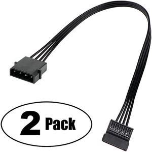 Molex IDE 4 Pin Male to 15 Pin Female SATA Power Converter Adapter Cable Hard Drive HDD SSD Power Extension Cable 24 inches (2 Pack)