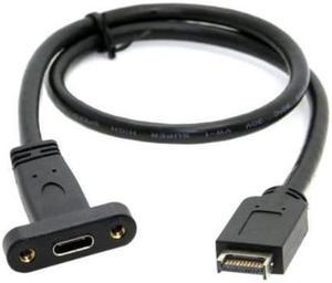 USB 3.1 Front Panel Header to USB-C Type-C Female Extension Cable 40cm with Panel Mount Screw UC-037