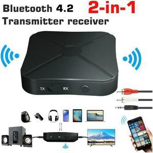 2 in 1 Bluetooth 5.0 Transmitter & Receiver Wireless Audio Adapter with 3.5mm Aux RCA Cable for TV Home Stereo Smartphone PC