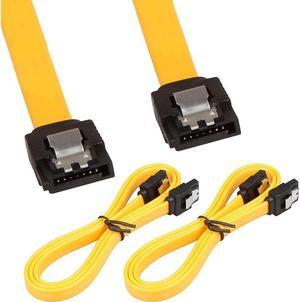 2Pack 32in Long SATA Cable 6gb Straight with Locking Latch(Yellow)