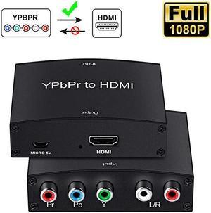 Component to HDMI Converter 5RCA Component RGB YPbPr to HDMI Converter v13 HDCP Video Audio Converter Adapter for DVD PSP Xbox 360 to New HDTV or Monitor1080P Black