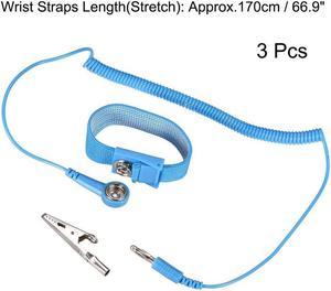 Anti Static Wrist Straps, ESD Components, Stainless Steel Magnetic Tray Grounding Wire Alligator Clip 3pcs