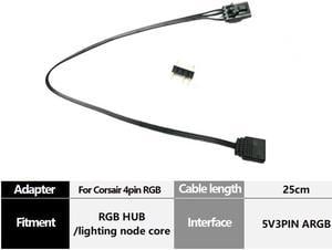 Adapter cable For Corsair RGB Fan (4-pin) to Asus Aura/MSI Mystic Light Addressable RGB