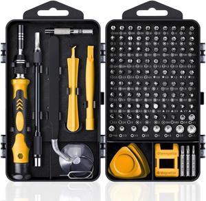 Computer Repair Kit, 122 in 1 Magnetic Laptop Screwdriver Kit, Precision Screwdriver Set, Small Impact Screw Driver Set with Case for Computer, Laptop, PC, for iPhone, Watch, Ps4 DIY Hand Tools Yellow