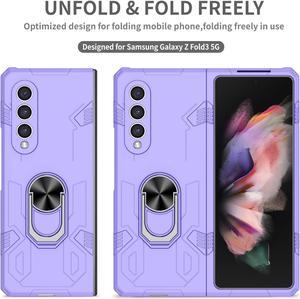 NEW Fashion Case with Stander Case For Samsung Galaxy Z Fold 3 for Samsung Galaxy Z Fold3 Purple