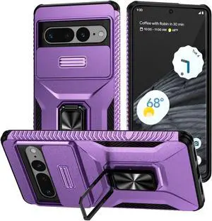 Fashion Case with Stander Shockproof Case For Google Pixel 7 Pro (Purple)