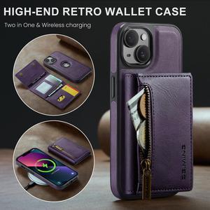 Fashion Case Detachable Case with Card holder Stander Case For iPhone 13 61inch Purple
