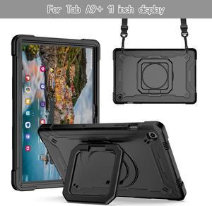 NEW Fashion Protective Back Cover Stander Case for Samsung Galaxy Tab A9 Plus For Samsung Galaxy Tab A9+ / SM-X210 / SM-X216 / SM-X218 (11 inch) (Black)