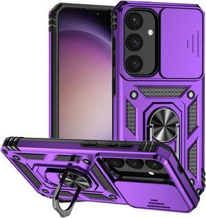 New Fashion Case with Holder Stander Shockproof Case For Samsung Galaxy S24 Plus For Samsung Galaxy S24+ (Purple)