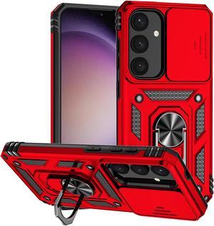 New Fashion Case with Holder Stander Shockproof Case For Samsung Galaxy S24 Plus For Samsung Galaxy S24+ (Red)