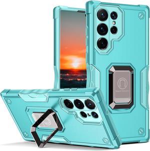 Fashion Case with Holder Back Cover Stander Shockproof Case For Galaxy S24 Ultra (Mint)