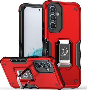 Fashion Case with Holder Back Cover Stander Shockproof Case For Galaxy S24 Plus (Galaxy S24+) (Red)