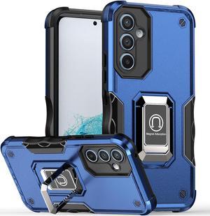 Fashion Case with Holder Back Cover Stander Shockproof Case For Galaxy S24 (Blue)